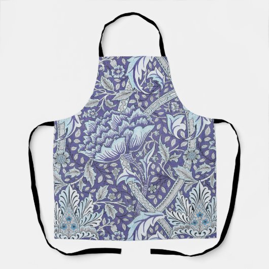 Tablier William Morris Windrush motif floral bleu (Recto)