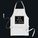 Tablier Wine O Clock Funny Quote Baking<br><div class="desc">Hello wine lovers! "It's wine o' clock" funny quote baking apron is perfect while you're cooking out on the grill, baking in the kitchen or sitting back and drinking a glass of wine. The white apron has the black square design with "It's wine o' clock" centered in the middle and...</div>