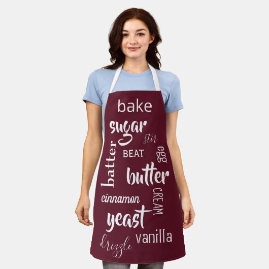 Tablier Wine Red Baking Words (Porté)