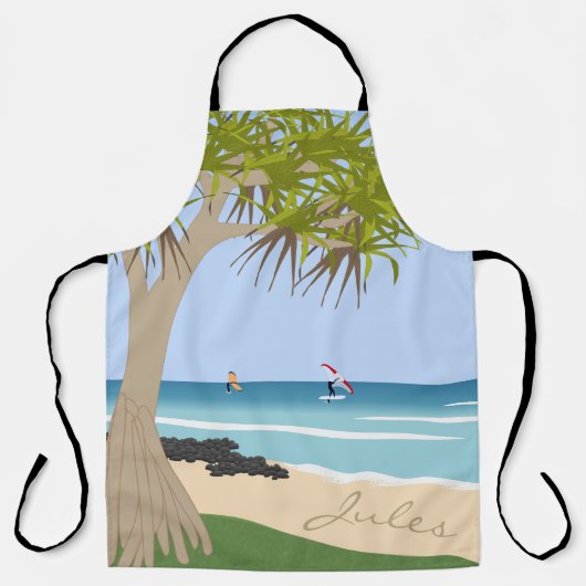 Tablier Wing Foil Surfers Pandanus Tree at Beach ajouter N (Recto)