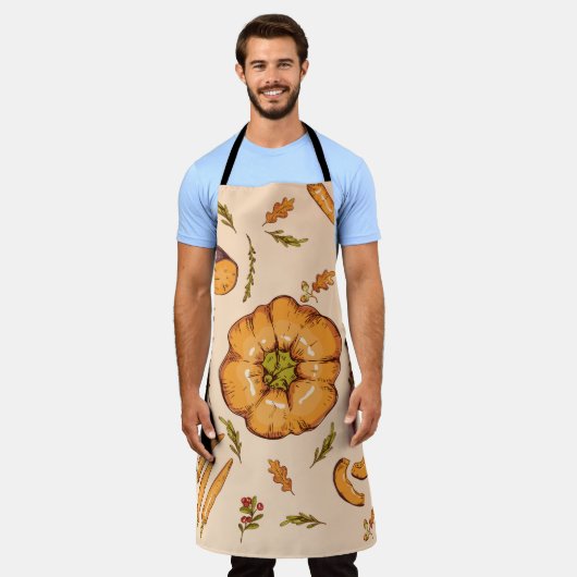 Tablier Winter Squash, Assorted Vegetables,pumpkin pattern (Porté)