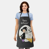 Tablier Witch Girl Vol Et Happy Halloween Texte (Porté)