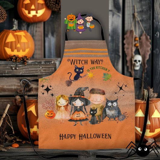 Tablier Witch Way Halloween Orange