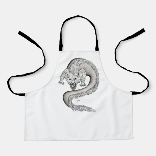 Tablier Wolfdragon design noir et blanc (Recto)