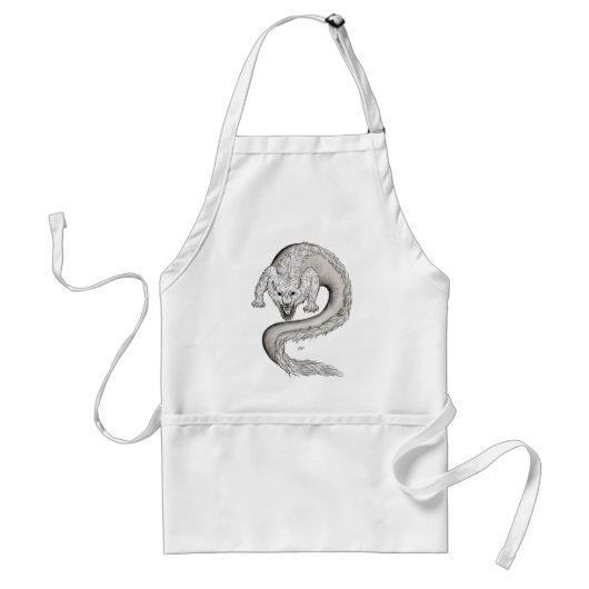 Tablier Wolfdragon noir et blanc Design (Devant)