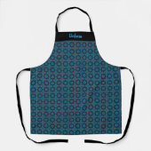 Tablier Women's Custom Name Blue Geometric Pattern Apron (Recto)