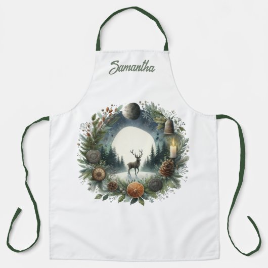 Tablier Woodland Wreath with Deer Moon (Recto)