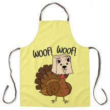 Woof Woof Funny Thanksgiving Turquie Kitchen Apron