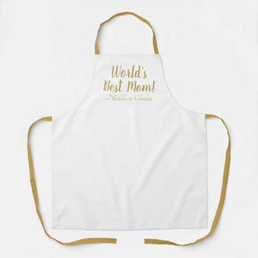 Tablier World’s Best Mom gold custom script mignon (Recto)