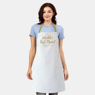 Tablier World’s Best Mom gold custom script mignon