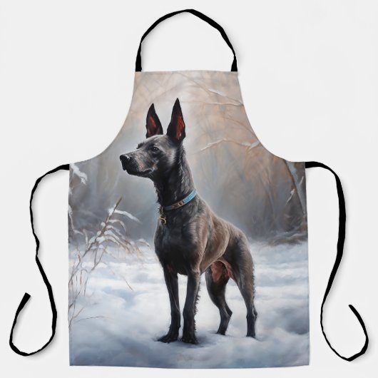 Tablier Xoloitzcuintli Qu'il neige Noël (Recto)