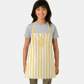 Tablier Yellow French Beach Stripe Personnalisé Monogramme (Insitu)