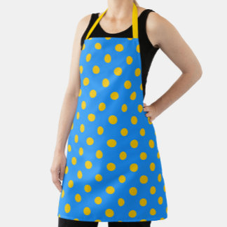 Tablier Yellow On Blue Polka Dots Pattern Design