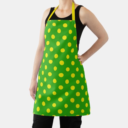 Tablier Yellow On Green Polka Dots Pattern Design  (Insitu)