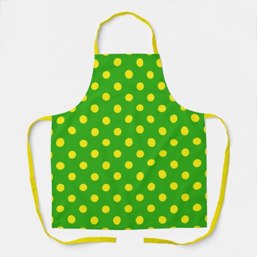 Tablier Yellow On Green Polka Dots Pattern Design (Recto)
