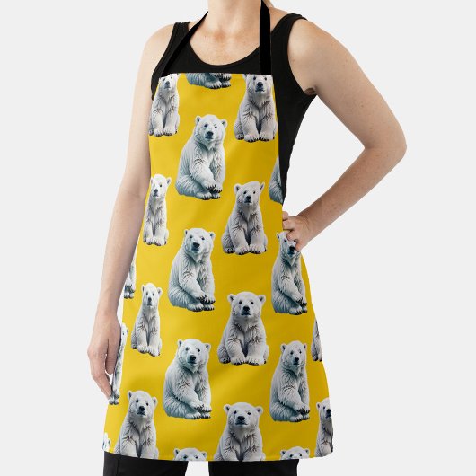 Tablier Yellow Polar Bear Pattern Design 