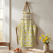 Tablier Yellow Wildflowers Pattern Monogram Name