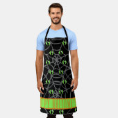 Tablier Yeux verts et toile d'araignée grise, petits (Porté)