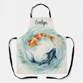 Tablier Yin Yang Poisson Koi Aquarelle (Recto)