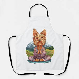Tablier Yorkie de yoga � Drôle de chien méditant