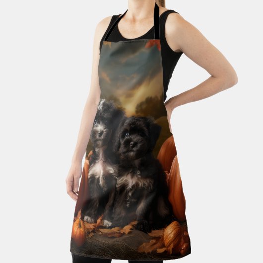 Tablier Yorkipoo Chiot Automne Citrouille délice (Insitu)