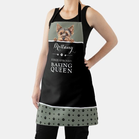 Tablier Yorkshire Terrier Cuire Queen Sage Vert Custom (Insitu)