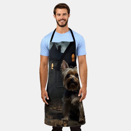 Tablier Yorkshire Terrier Halloween effrayant (Porté)