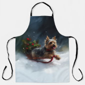 Tablier Yorkshire Terrier neige de Noël hiver (Recto)