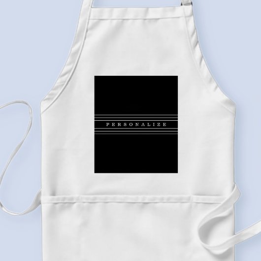 Tablier Your Custom Text & Modern Stripes | Black & White