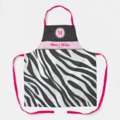Tablier Zebra Print Black White Hot Pink Monogram Cadeau (Recto)