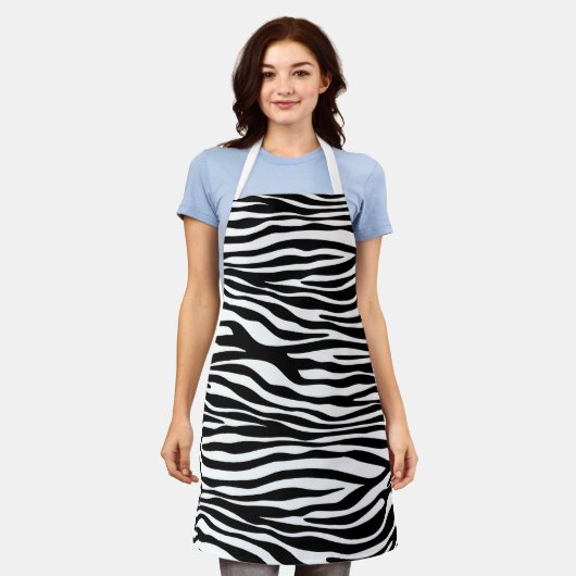 Tablier Zebra Print, Zebra Stripes, Noir Et Blanc (Porté)