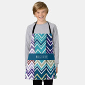 Tablier Zig Zagging pastel Vertical Green Retro Motif (Porté)