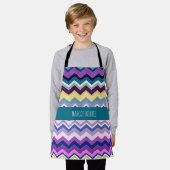 Tablier Zig Zagging Pastel Violet Motif rétro (Porté)