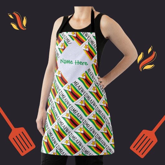 Tablier Zimbabwe Drapeau du Zimbabwe Vert Personnalisation