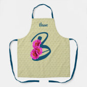 Tablier Zinnia Flowers Monogramme Initiale B Nom (Recto)