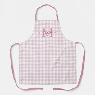Tabliers à carreaux rose poussiéreux avec monogram