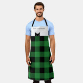 Tabliers à Carreaux Verts et Motif Buffalo Chat So (Porté)