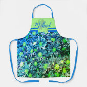 Tabliers à monogramme floral bleu - Cadeau de cuis (Recto)