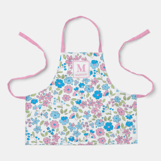 Tabliers à monogramme floral rose bleu