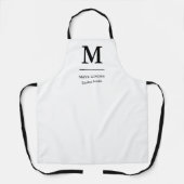 Tabliers à monogramme moderne – Dessin noir et bla (Recto)