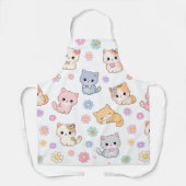 Tabliers à motif de chaton pastel Kawaii et floral (Recto)