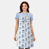 Tabliers à pagodes en chinoiserie bleue et blanche (Porté)