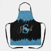 Tabliers à paillettes en monogramme bleu sarcelle (Recto)