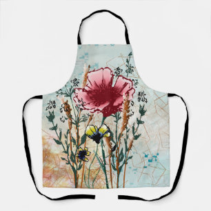Tabliers aux fleurs sauvages en techniques mixtes