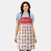 Tabliers Cupcake aux Fraises avec Nom Personnalisé (Porté)
