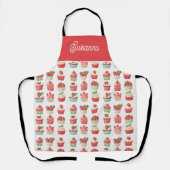 Tabliers Cupcake aux Fraises avec Nom Personnalisé (Recto)