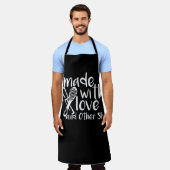 Tabliers de Chef Noir Fabriqués avec Amour de Qual (Porté)