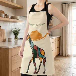 Tabliers de cuisine personnalisés avec girafe et n