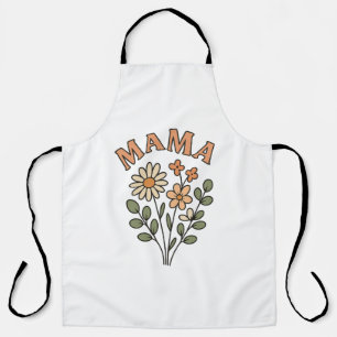 Tabliers de MAMAN avec bavette blanche et bouquet