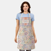 Tabliers 'Faits avec Amour' – Damier Pastel & Fleu (Porté)